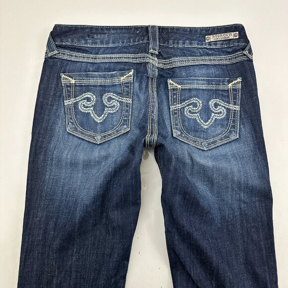 Rerock Express Barely Boot Women's size 6 Dark Wash Blue Denim Jeans - Picture 5 of 5